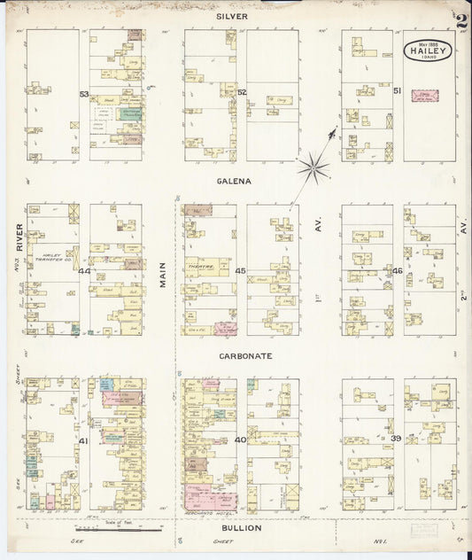 Sanborn Fire Insurance Map from Hailey, Blaine County, Idaho (1888), Sheet #0002 - Historic Sanborn Fire Insurance Map Print, vintage old map wall art, antique decor, genealogy gift, Idaho Idaho map