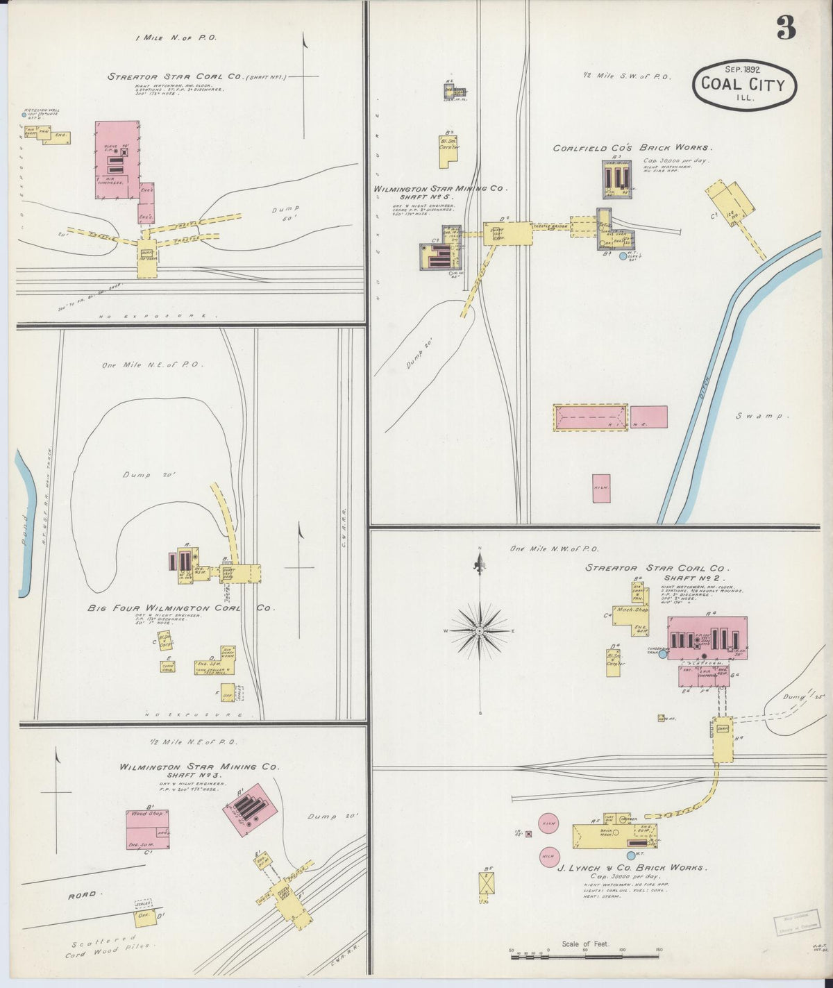 Sanborn Fire Insurance Map from Coal City, Grundy County, Illinois (1892), Sheet #0003 - Historic Sanborn Fire Insurance Map Print, vintage old map wall art, antique decor, genealogy gift, Illinois Illinois map