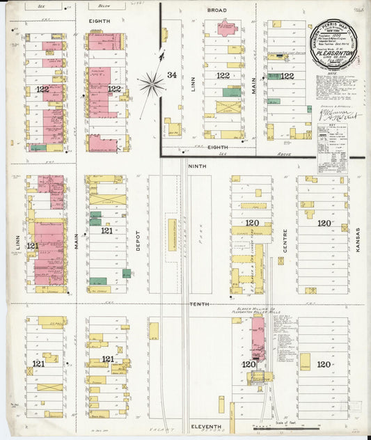 Sanborn Fire Insurance Map from Pleasanton, Linn County, Kansas (1897), Sheet #0001 - Historic Sanborn Fire Insurance Map Print, vintage old map wall art, antique decor, genealogy gift, Kansas Kansas map