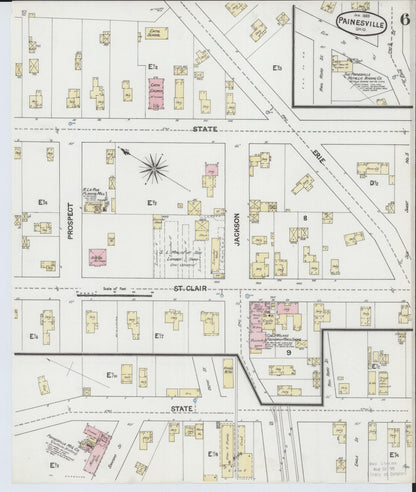 Sanborn Fire Insurance Map from Painesville, Lake County, Ohio (1889), Sheet #0006 - Historic Sanborn Fire Insurance Map Print, vintage old map wall art, antique decor, genealogy gift, Ohio Ohio map