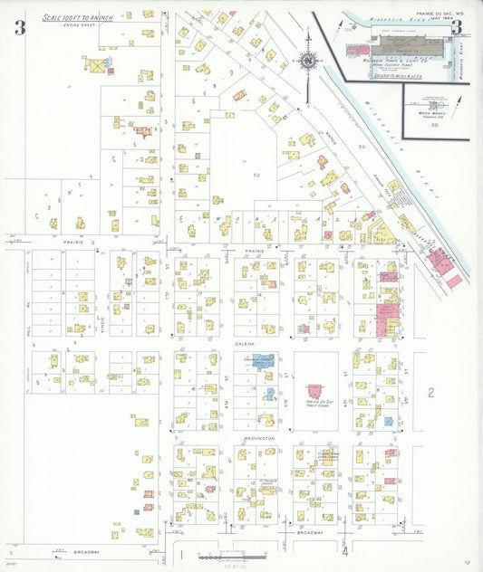 Sanborn Fire Insurance Map from Prairie du Sac, Sauk County, Wisconsin (1944), Sheet #0003 - Historic Sanborn Fire Insurance Map Print, vintage old map wall art, antique decor, genealogy gift, Wisconsin Wisconsin map