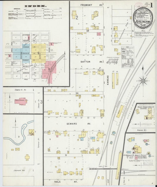 Sanborn Fire Insurance Map from Burlingame, Osage County, Kansas (1897), Sheet #0001 - Complete Map Set gallery image, historic Sanborn map, vintage wall art, Kansas Kansas