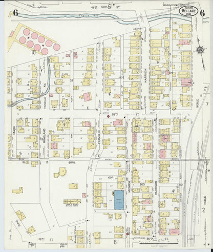 Sanborn Fire Insurance Map from Bellaire, Belmont County, Ohio (1924), Sheet #0006 - Complete Map Set gallery image, historic Sanborn map, vintage wall art, Ohio Ohio