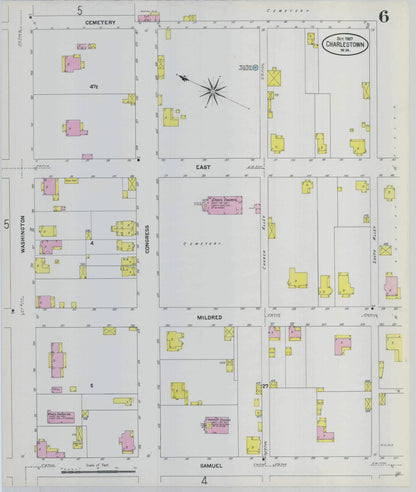 Sanborn Fire Insurance Map from Charles Town, Jefferson County, West Virginia (1907), Sheet #0006 - Complete Map Set gallery image, historic Sanborn map, vintage wall art, West Virginia West Virginia