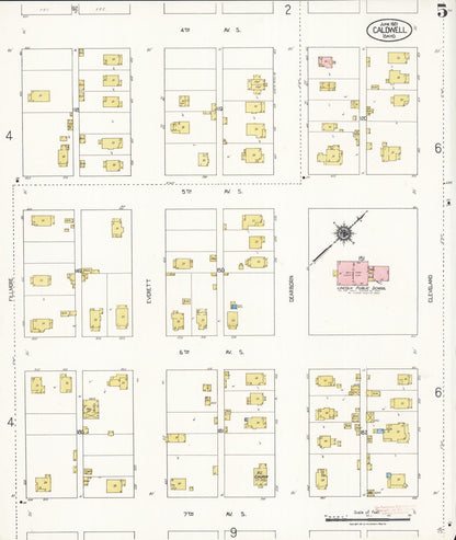 Sanborn Fire Insurance Map from Caldwell, Canyon County, Idaho (1921), Sheet #0005 - Complete Map Set gallery image, historic Sanborn map, vintage wall art, Idaho Idaho
