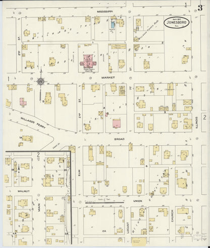 Sanborn Fire Insurance Map from Jonesboro, Union County, Illinois (1910), Sheet #0003 - Historic Sanborn Fire Insurance Map Print, vintage old map wall art, antique decor, genealogy gift, Illinois Illinois map