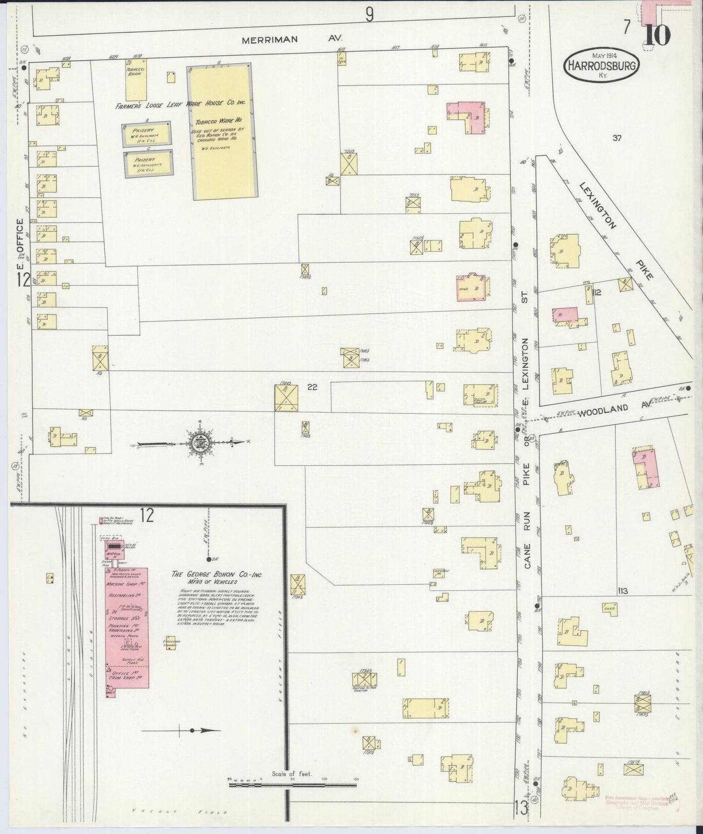 Sanborn Fire Insurance Map from Harrodsburg, Mercer County, Kentucky (1914), Sheet #0010 - Complete Map Set gallery image, historic Sanborn map, vintage wall art, Kentucky Kentucky