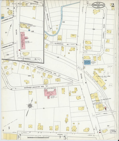 Sanborn Fire Insurance Map from Winchester, Middlesex County, Massachusetts (1916), Sheet #0002 - Historic Sanborn Fire Insurance Map Print, vintage old map wall art, antique decor, genealogy gift, Massachusetts Massachusetts map