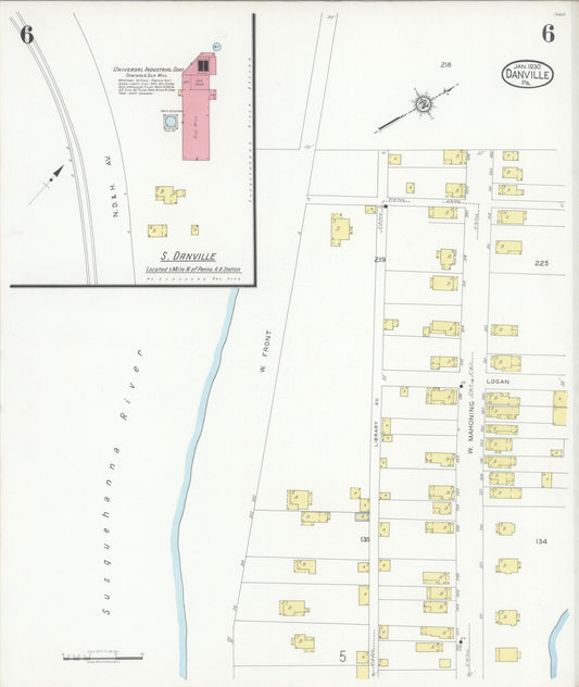 Sanborn Fire Insurance Map from Danville, Montour County, Pennsylvania (1930), Sheet #0006 - Historic Sanborn Fire Insurance Map Print, vintage old map wall art, antique decor, genealogy gift, Pennsylvania Pennsylvania map