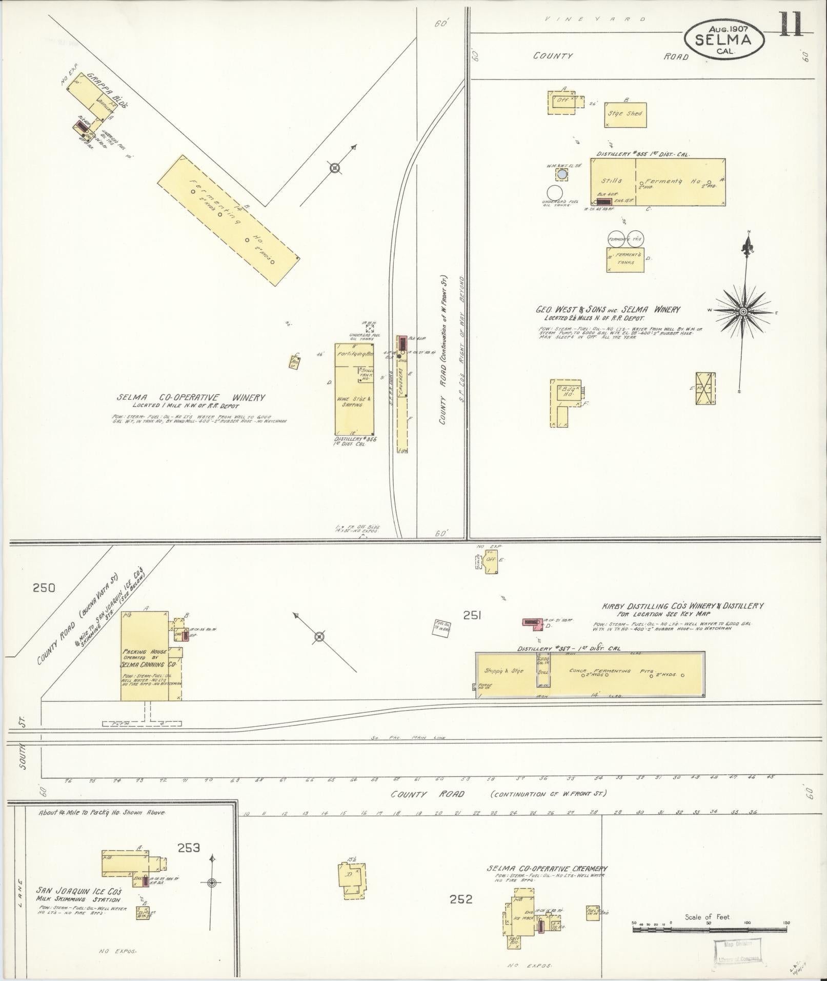 Sanborn Fire Insurance Map from Selma, Fresno County, California (1907), Sheet #0011 - Complete Map Set gallery image, historic Sanborn map, vintage wall art, California California