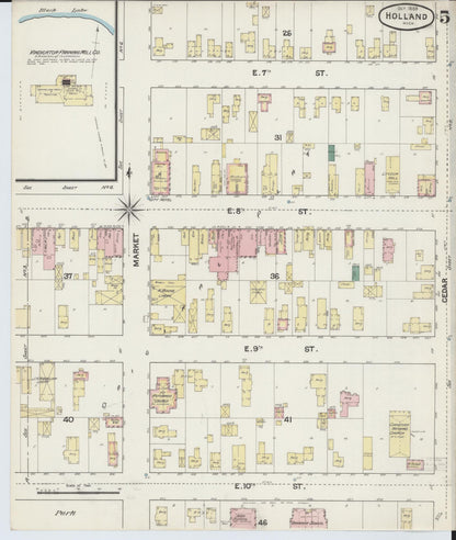 Sanborn Fire Insurance Map from Holland, Ottawa County, Michigan (1889), Sheet #0005 - Historic Sanborn Fire Insurance Map Print, vintage old map wall art, antique decor, genealogy gift, Michigan Michigan map
