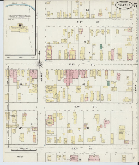 Sanborn Fire Insurance Map from Holland, Ottawa County, Michigan (1889), Sheet #0005 - Historic Sanborn Fire Insurance Map Print, vintage old map wall art, antique decor, genealogy gift, Michigan Michigan map