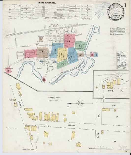 Sanborn Fire Insurance Map from Conneaut, Ashtabula County, Ohio (1898), Sheet #0001 - Historic Sanborn Fire Insurance Map Print, vintage old map wall art, antique decor, genealogy gift, Ohio Ohio map