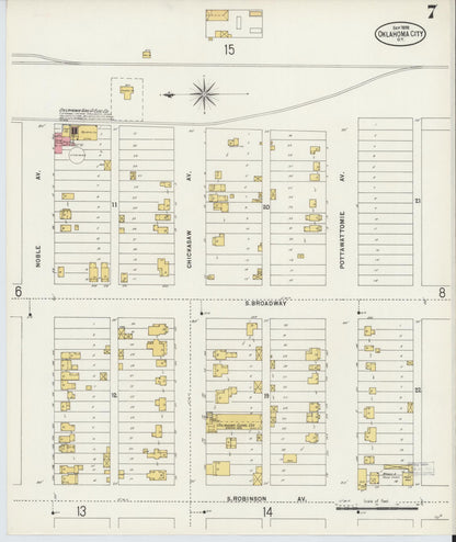 Sanborn Fire Insurance Map from Oklahoma City, Oklahoma County, Oklahoma (1898), Sheet #0007 - Complete Map Set gallery image, historic Sanborn map, vintage wall art, Oklahoma City Oklahoma