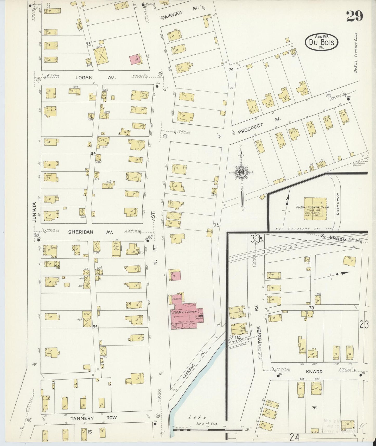 Sanborn Fire Insurance Map from Du Bois, Clearfield County, Pennsylvania (1913), Sheet #0029 - Historic Sanborn Fire Insurance Map Print, vintage old map wall art, antique decor, genealogy gift, Pennsylvania Pennsylvania map