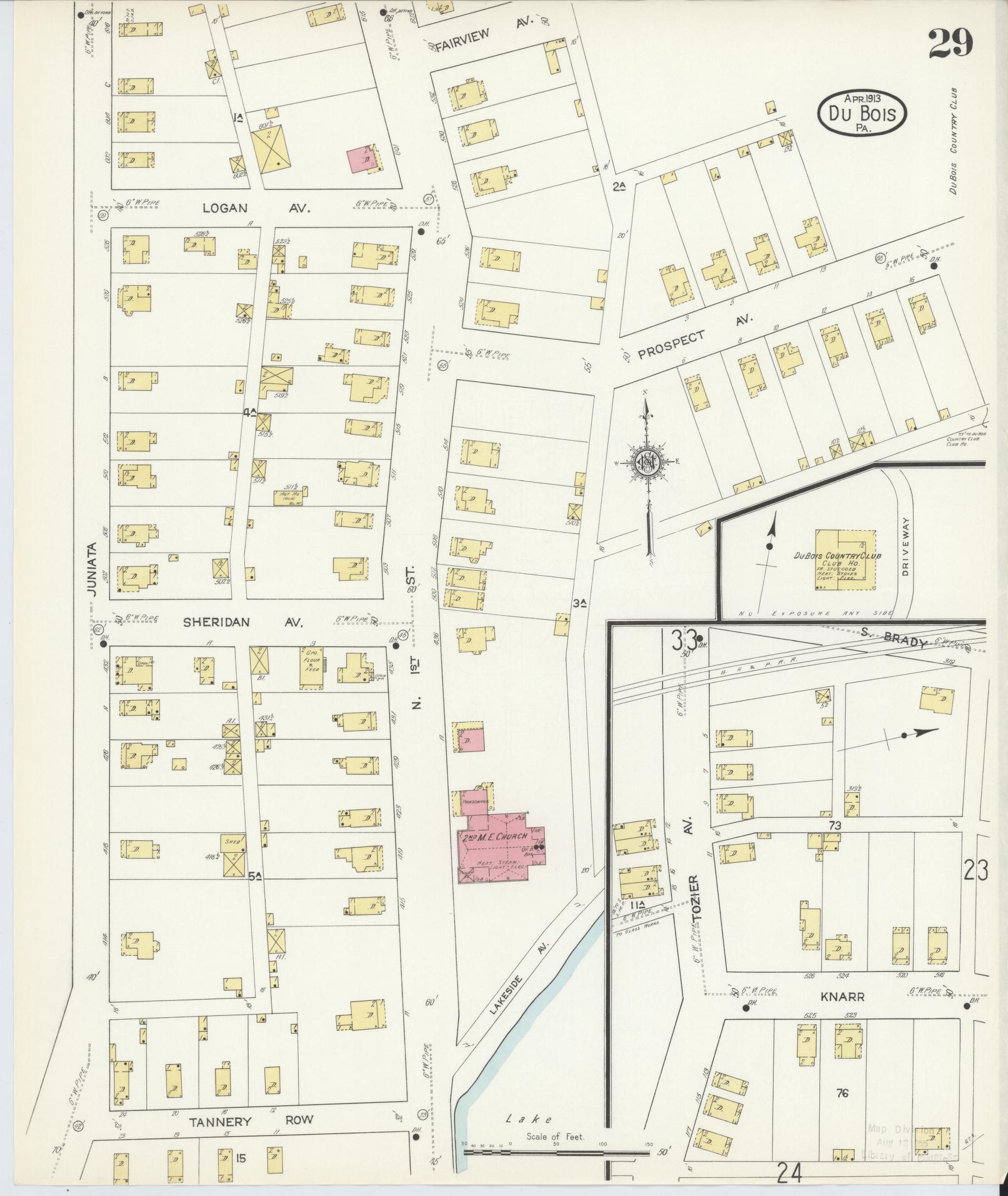 Sanborn Fire Insurance Map from Du Bois, Clearfield County, Pennsylvania (1913), Sheet #0029 - Historic Sanborn Fire Insurance Map Print, vintage old map wall art, antique decor, genealogy gift, Pennsylvania Pennsylvania map