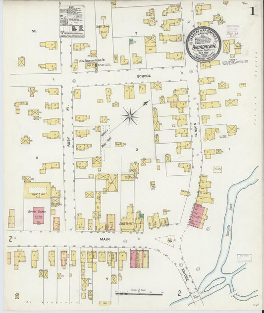 Sanborn Fire Insurance Map from Broadalbin, Fulton County, New York (1906), Sheet #0001 - Historic Sanborn Fire Insurance Map Print, vintage old map wall art, antique decor, genealogy gift, New York New York map