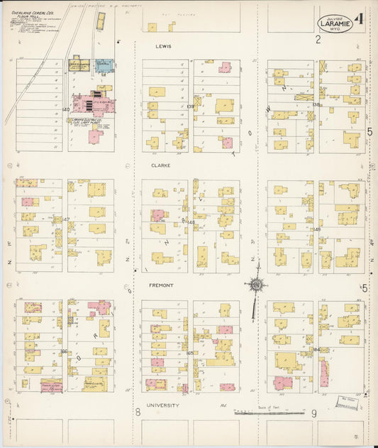 Sanborn Fire Insurance Map from Laramie, Albany County, Wyoming (1912), Sheet #0004 - Historic Sanborn Fire Insurance Map Print, vintage old map wall art, antique decor, genealogy gift, Wyoming Wyoming map