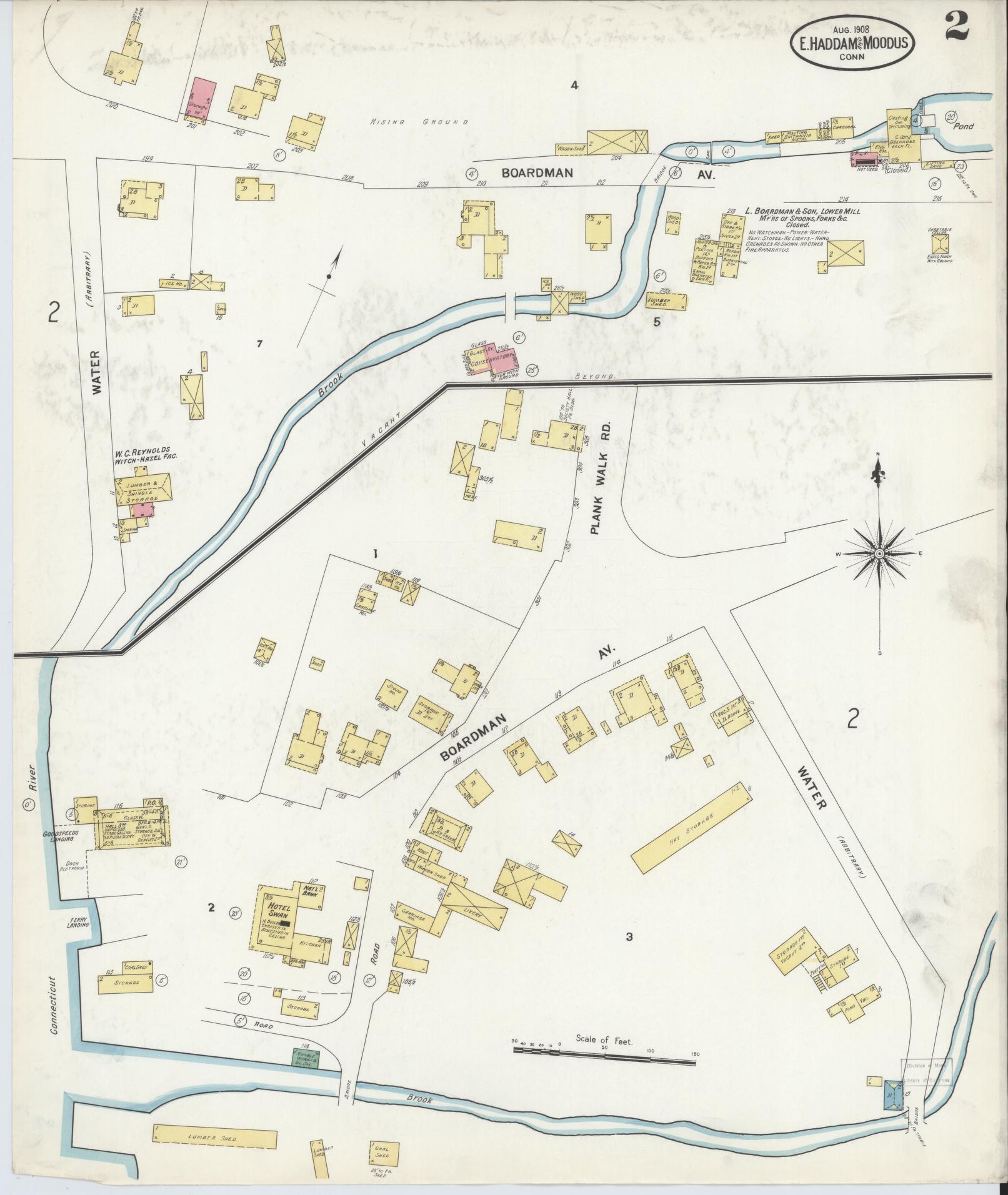 Sanborn Fire Insurance Map from East Haddam, Middlesex County, Connecticut (1908), Sheet #0002 - Complete Map Set gallery image, historic Sanborn map, vintage wall art, Connecticut Connecticut