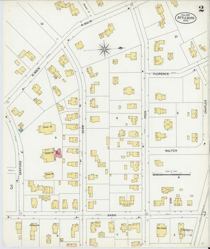 Sanborn Fire Insurance Map from Attleboro, Bristol County, Massachusetts (1899), Sheet #0002 - Complete Map Set gallery image, historic Sanborn map, vintage wall art, Massachusetts Massachusetts