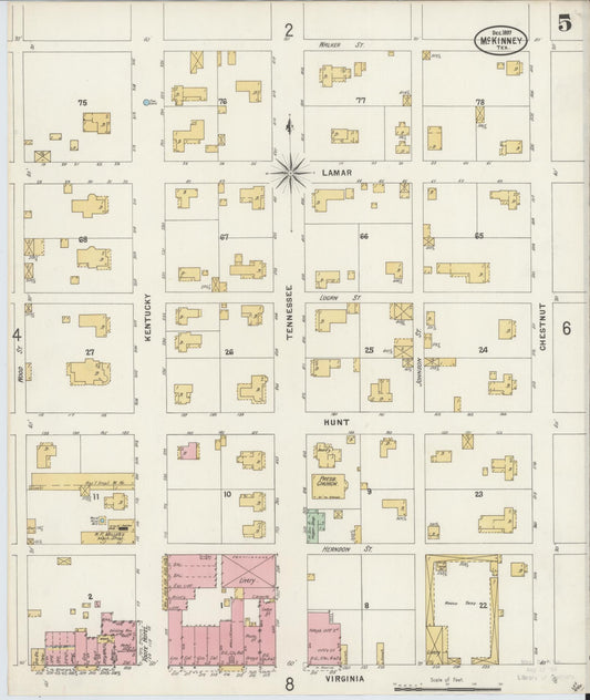 Sanborn Fire Insurance Map from McKinney, Collin County, Texas (1897), Sheet #0005 - Historic Sanborn Fire Insurance Map Print, vintage old map wall art, antique decor, genealogy gift, Texas Texas map