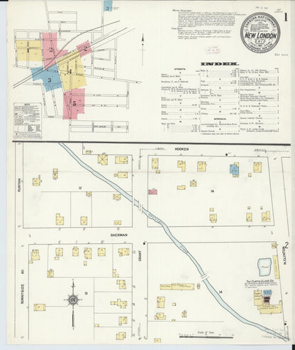 Sanborn Fire Insurance Map from New London, Huron County, Ohio (1911), Sheet #0001 - Complete Map Set gallery image, historic Sanborn map, vintage wall art, Ohio Ohio