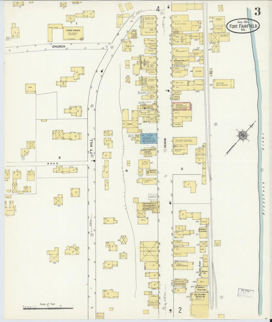 Sanborn Fire Insurance Map from Fort Fairfield, Aroostook County, Maine (1911), Sheet #0003 - Historic Sanborn Fire Insurance Map Print, vintage old map wall art, antique decor, genealogy gift, Maine Maine map