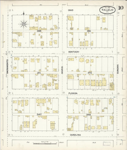 Sanborn Fire Insurance Map from Vallejo, Solano County, California (1889), Sheet #0010 - Complete Map Set gallery image, historic Sanborn map, vintage wall art, California California