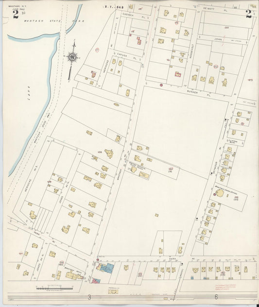 Sanborn Fire Insurance Map from Wantagh, Nassau County, New York (1942), Sheet #0002 - Historic Sanborn Fire Insurance Map Print, vintage old map wall art, antique decor, genealogy gift, New York New York map