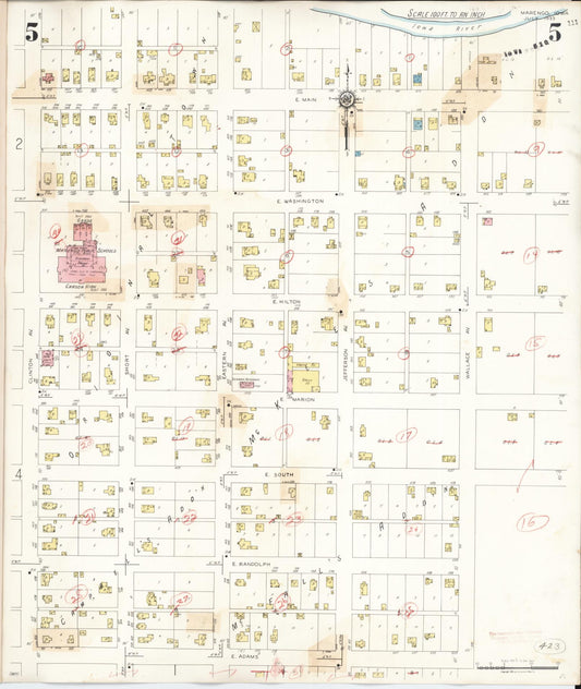 Sanborn Fire Insurance Map from Marengo, Iowa County, Iowa (1942), Sheet #0005 - Historic Sanborn Fire Insurance Map Print, vintage old map wall art