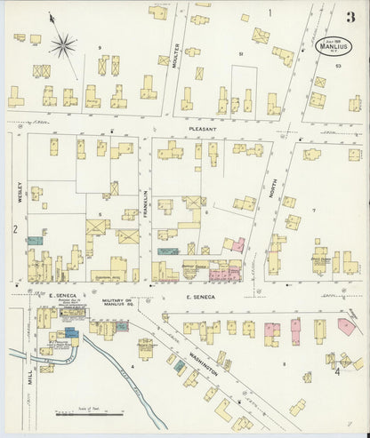 Sanborn Fire Insurance Map from Manlius, Onondaga County, New York (1909), Sheet #0003 - Complete Map Set gallery image, historic Sanborn map, vintage wall art, New York New York