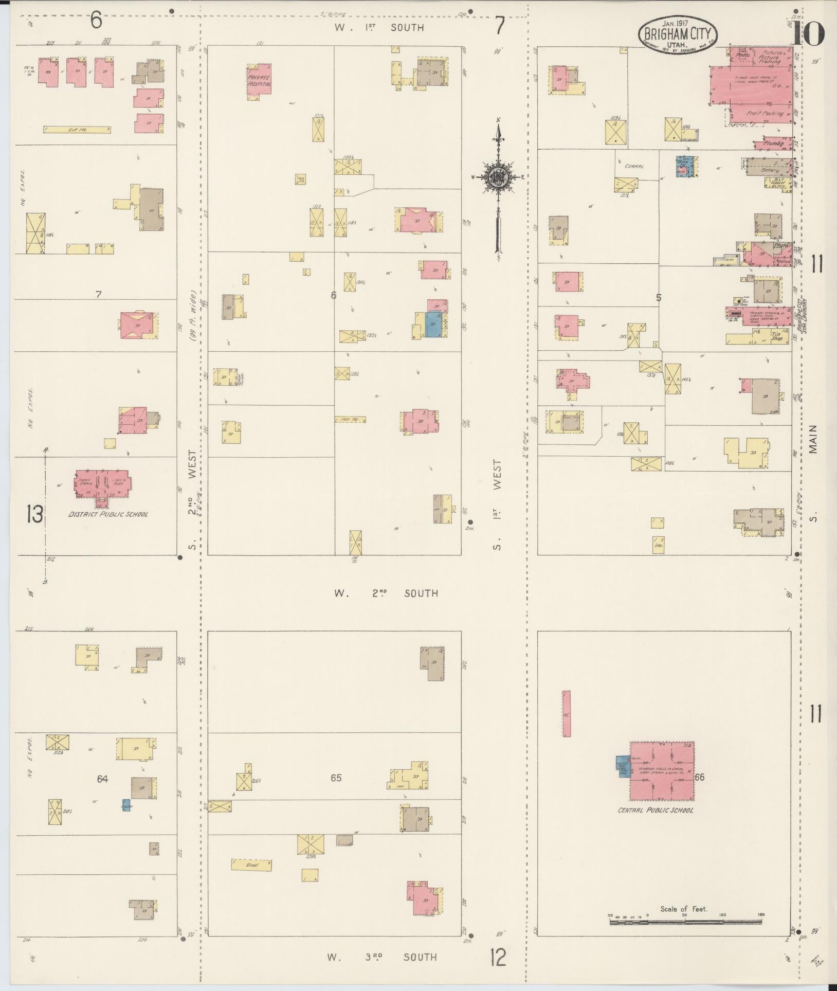 Sanborn Fire Insurance Map from Brigham City, Box Elder County, Utah (1917), Sheet #0010 - Complete Map Set gallery image, historic Sanborn map, vintage wall art, Utah Utah