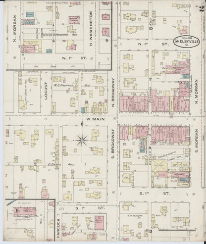 Sanborn Fire Insurance Map from Shelbyville, Shelby County, Illinois (1886), Sheet #0002 - Complete Map Set gallery image, historic Sanborn map, vintage wall art, Illinois Illinois