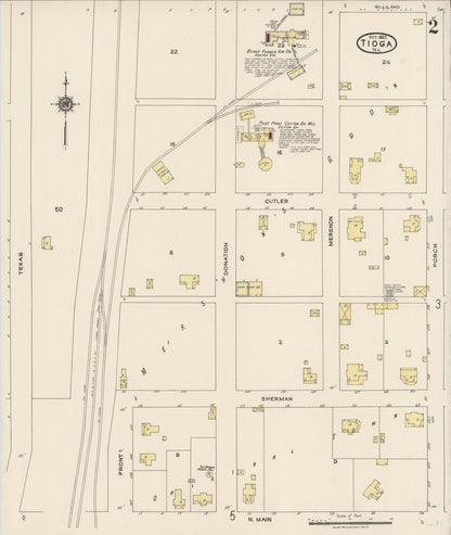 Sanborn Fire Insurance Map from Tioga, Grayton County, Texas (1922), Sheet #0002 - Complete Map Set gallery image, historic Sanborn map, vintage wall art, Texas Texas