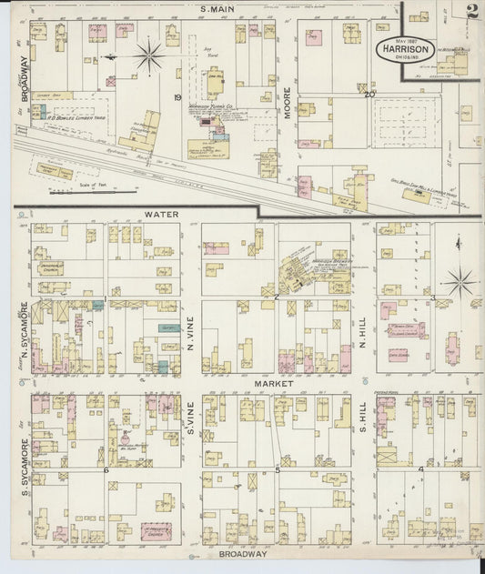 Sanborn Fire Insurance Map from Harrison, Hamilton County, Ohio (1887), Sheet #0002 - Historic Sanborn Fire Insurance Map Print, vintage old map wall art, antique decor, genealogy gift, Ohio Ohio map