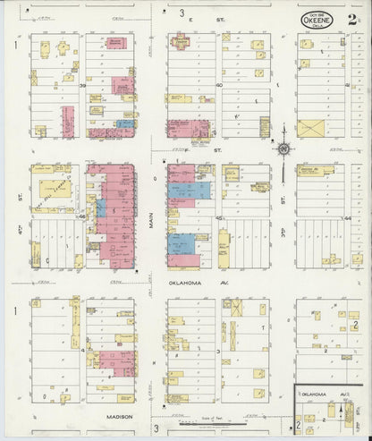 Sanborn Fire Insurance Map from Okeene, Blaine County, Oklahoma (1916), Sheet #0002 - Complete Map Set gallery image, historic Sanborn map, vintage wall art, Oklahoma Oklahoma