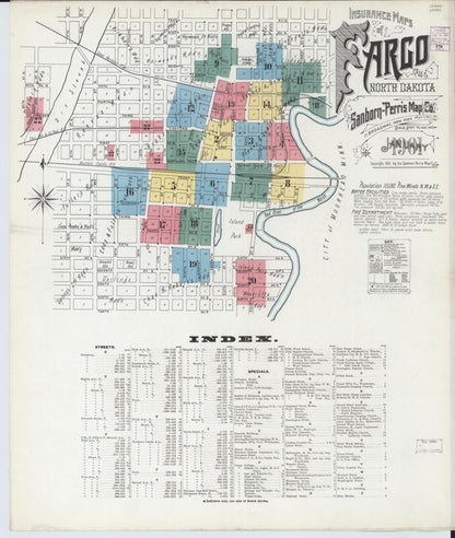 Sanborn Fire Insurance Map from Fargo, Cass County, North Dakota (1901), Sheet #0001 - Complete Map Set gallery image, historic Sanborn map, vintage wall art, North Dakota North Dakota