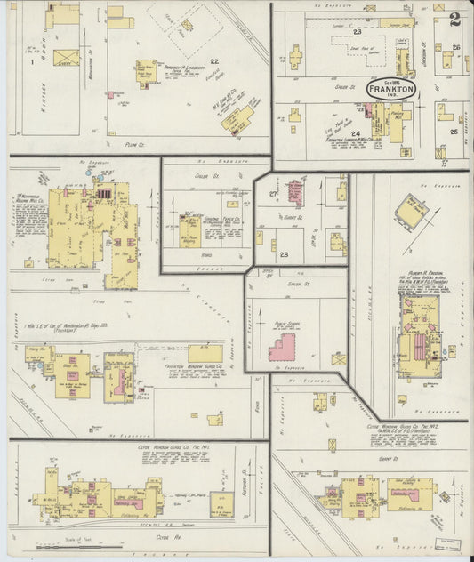 Sanborn Fire Insurance Map from Frankton, Madison County, Indiana (1895), Sheet #0002 - Historic Sanborn Fire Insurance Map Print, vintage old map wall art, antique decor, genealogy gift, Indiana Indiana map