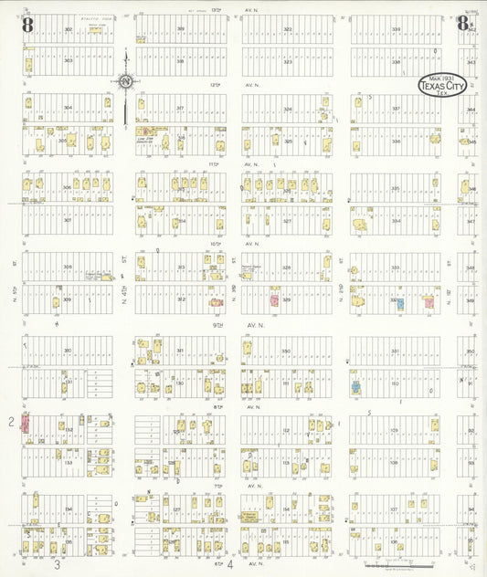 Sanborn Fire Insurance Map from Texas City, Galveston County, Texas (1931), Sheet #0008 - Historic Sanborn Fire Insurance Map Print, vintage old map wall art, antique decor, genealogy gift, Texas Texas map