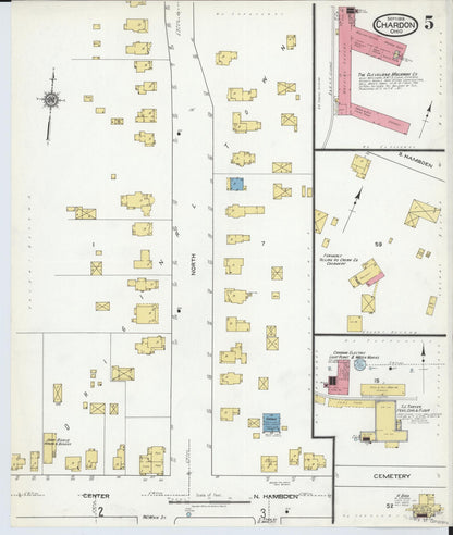 Sanborn Fire Insurance Map from Chardon, Geauga County, Ohio (1918), Sheet #0005 - Historic Sanborn Fire Insurance Map Print, vintage old map wall art, antique decor, genealogy gift, Ohio Ohio map