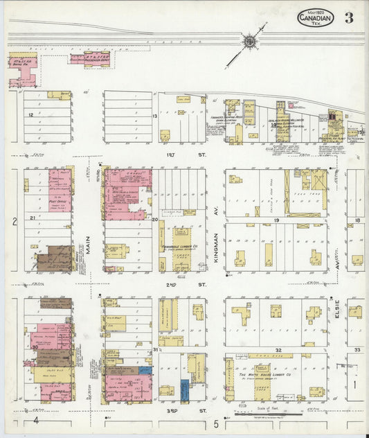 Sanborn Fire Insurance Map from Canadian, Hemphill County, Texas (1920), Sheet #0003 - Historic Sanborn Fire Insurance Map Print, vintage old map wall art, antique decor, genealogy gift, Texas Texas map
