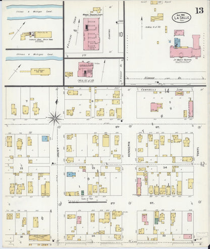 Sanborn Fire Insurance Map from La Salle, La Salle County, Illinois (1906), Sheet #0013 - Complete Map Set gallery image, historic Sanborn map, vintage wall art, Illinois Illinois