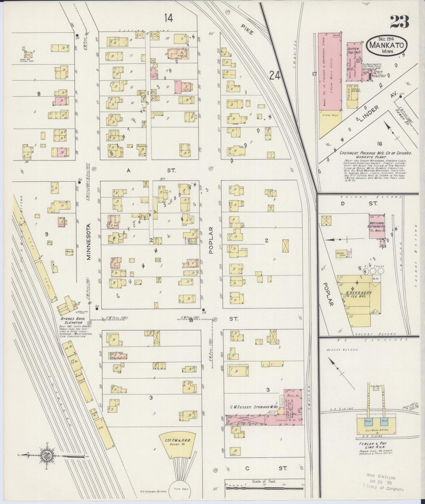 Sanborn Fire Insurance Map from Mankato, Blue Earth County, Minnesota (1914), Sheet #0023 - Complete Map Set gallery image, historic Sanborn map, vintage wall art, Minnesota Minnesota