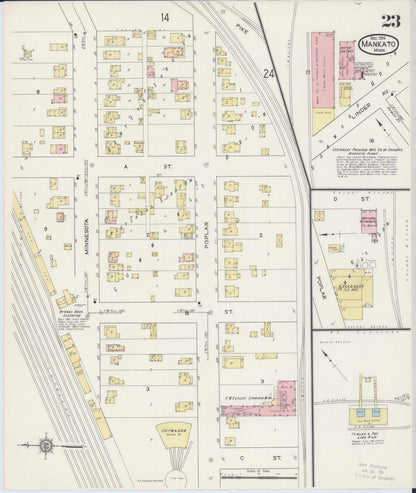 Sanborn Fire Insurance Map from Mankato, Blue Earth County, Minnesota (1914), Sheet #0023 - Complete Map Set gallery image, historic Sanborn map, vintage wall art, Minnesota Minnesota