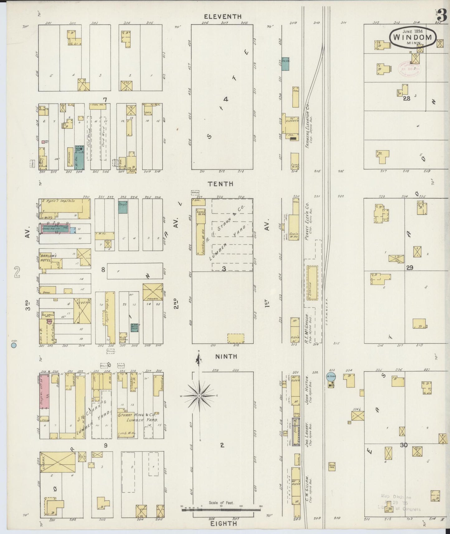 Sanborn Fire Insurance Map from Windom, Cottonwood County, Minnesota (1894), Sheet #0003 - Complete Map Set gallery image, historic Sanborn map, vintage wall art, Minnesota Minnesota
