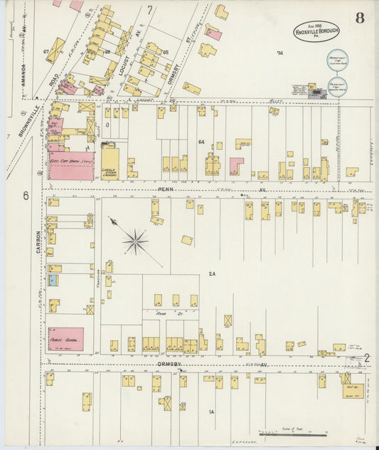Sanborn Fire Insurance Map from Knoxville Borough, Allegheny County, Pennsylvania (1898), Sheet #0008 - Historic Sanborn Fire Insurance Map Print, vintage old map wall art, antique decor, genealogy gift, Pennsylvania Pennsylvania map