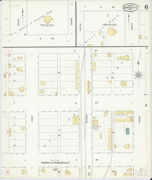 Sanborn Fire Insurance Map from David City, Butler County, Nebraska (1909), Sheet #0006 - Historic Sanborn Fire Insurance Map Print, vintage old map wall art, antique decor, genealogy gift, Nebraska Nebraska map