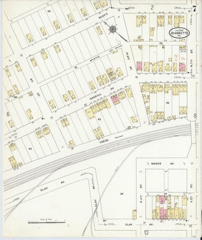 Sanborn Fire Insurance Map from Jeannette, Westmoreland County, Pennsylvania (1910), Sheet #0007 - Complete Map Set gallery image, historic Sanborn map, vintage wall art, Pennsylvania Pennsylvania