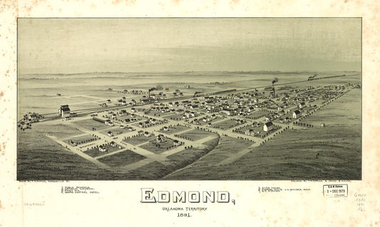 Edmond, Oklahoma Territory, 1891. (1891) – Historic Bird’s-Eye View Panorama Print
