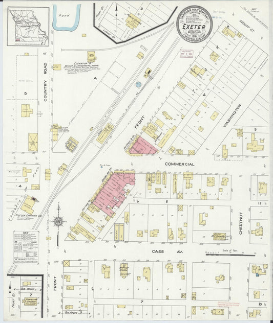 Sanborn Fire Insurance Map from Exeter, Barry County, Missouri (1914), Sheet #0001 - Historic Sanborn Fire Insurance Map Print, vintage old map wall art, antique decor, genealogy gift, Missouri Missouri map